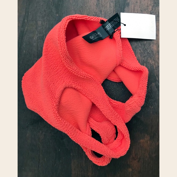 Zara Stretch One Piece Bathing Suit Bright Orange Women's Size Medium NWT - Picture 7 of 10